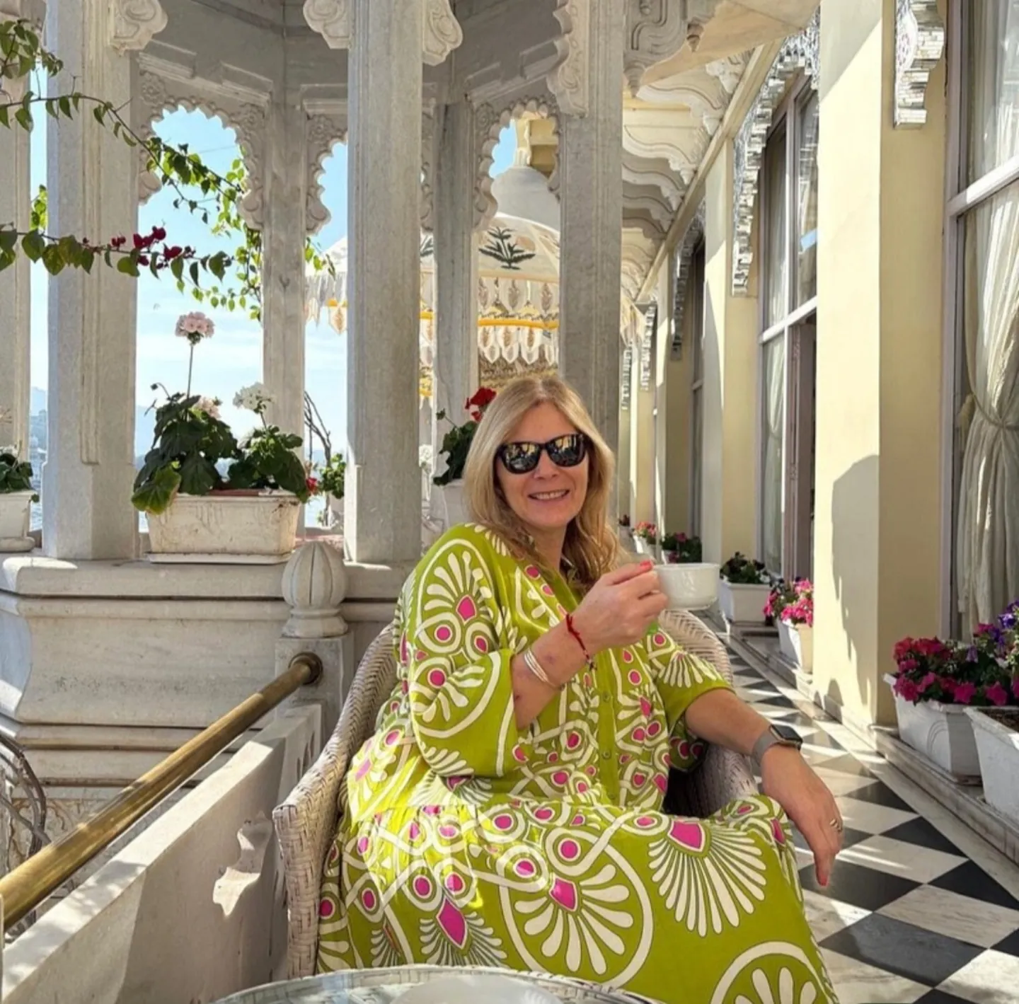 A quiet moment on a shaded terrace
