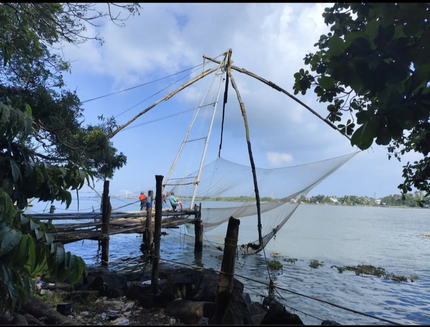 A Chinese fishing net beside the waterfront in Kochi