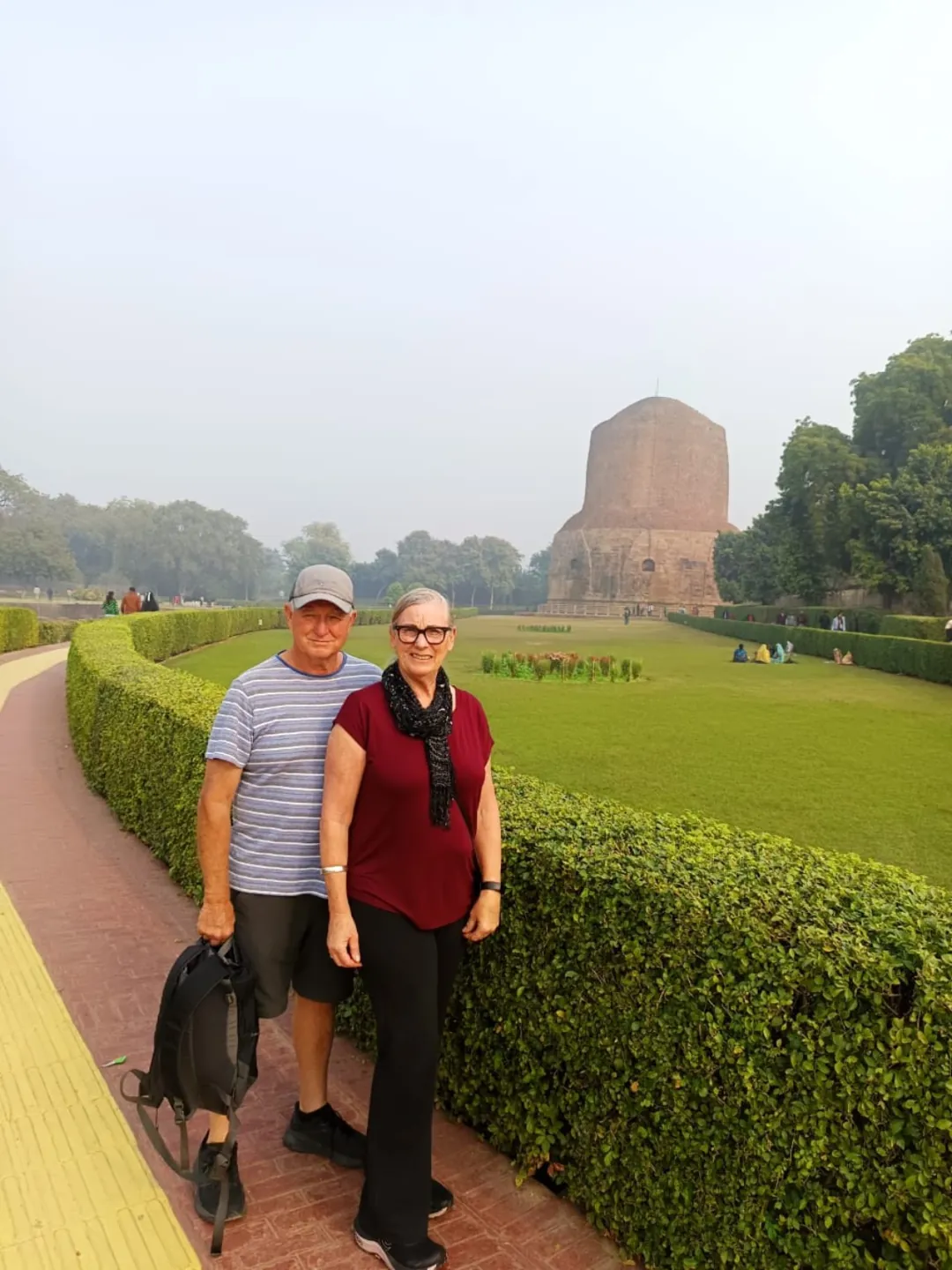 Visitors walking through the grounds at Sarnath